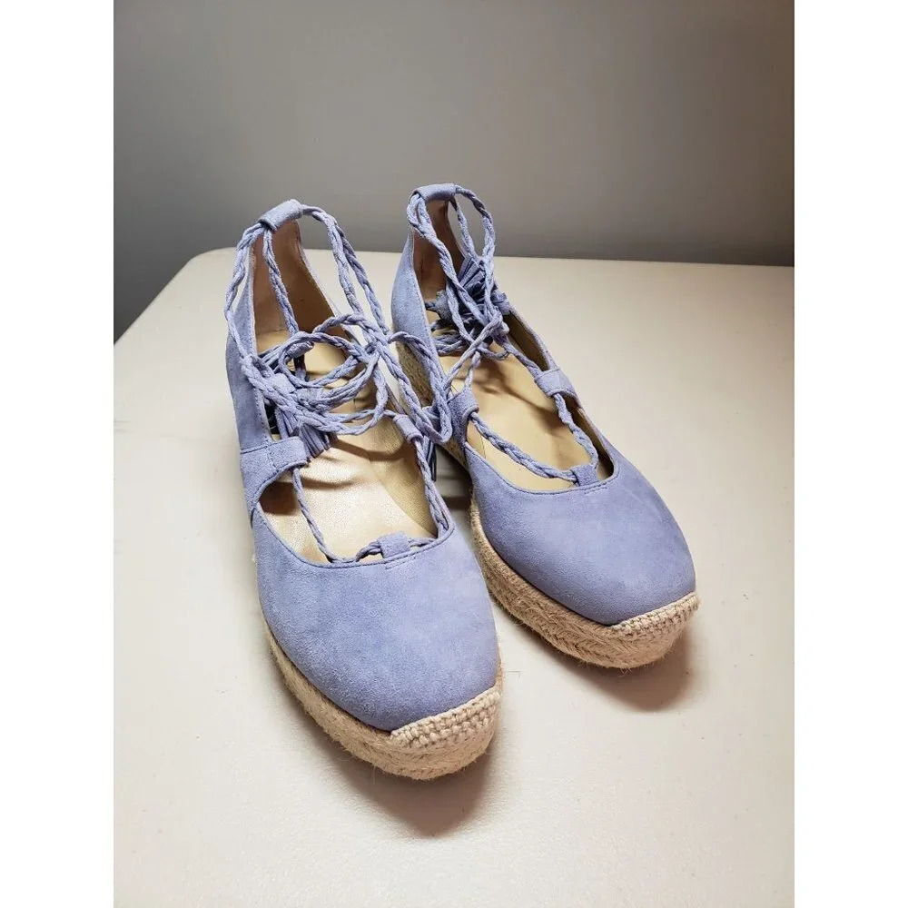 Ann Taylor Elsa Suede Espadrille Wedges Women's Size 6.5